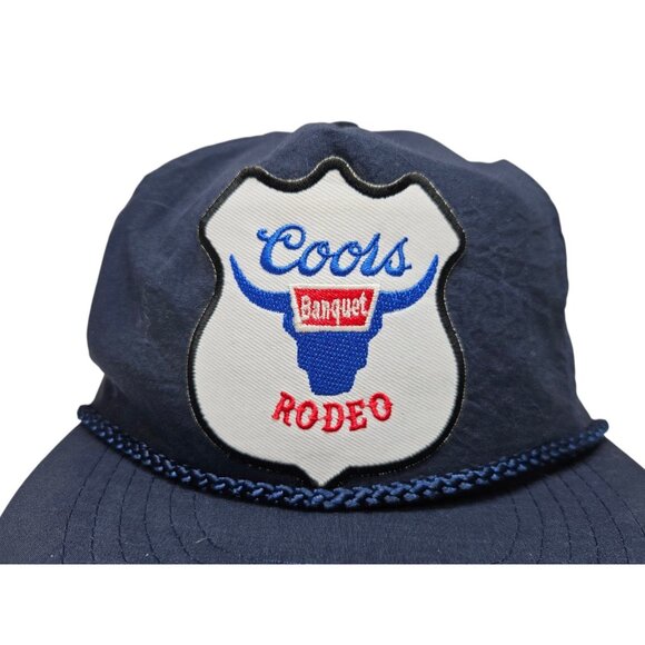 Vintage Coors Rodeo Rope Hat Cap Patch Blue Adjustable Coors Beer Otto Cap - Picture 2 of 11